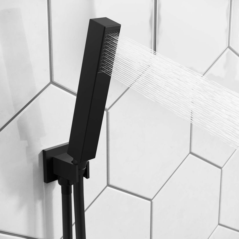 Carrick Essential Matt Black Square Thermostatic Shower Set & Hand Shower