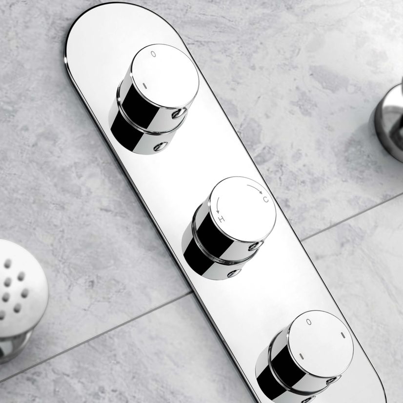 Ballina Premium Chrome Round Thermostatic Bath Filler Shower Set - 200mm Head & Slider Shower