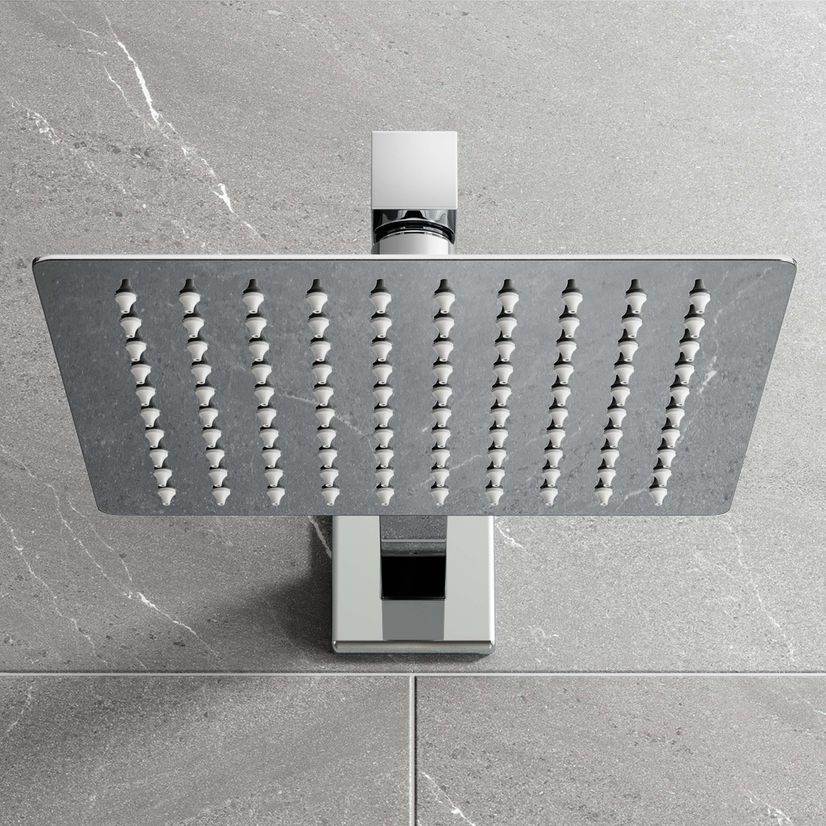 Galway Premium Chrome Square Thermostatic Shower Set - 200mm Head & Hand Shower