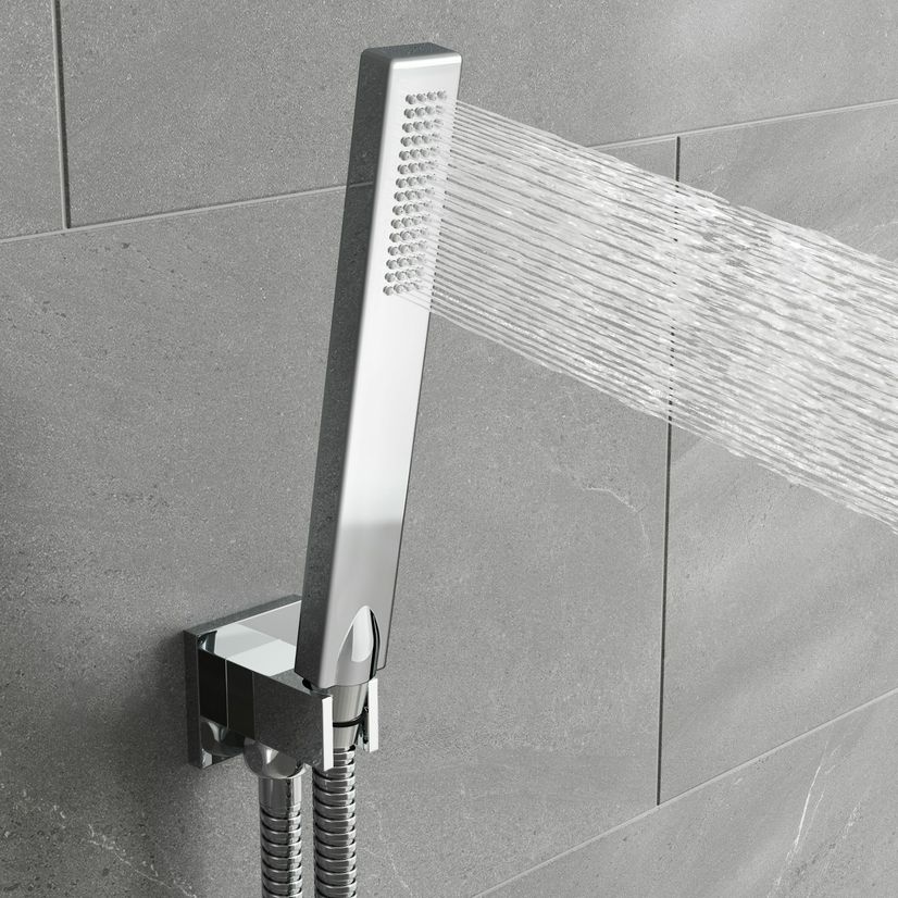 Galway Premium Ceiling Chrome Square Thermostatic Shower Set - 300mm Head & Hand Shower