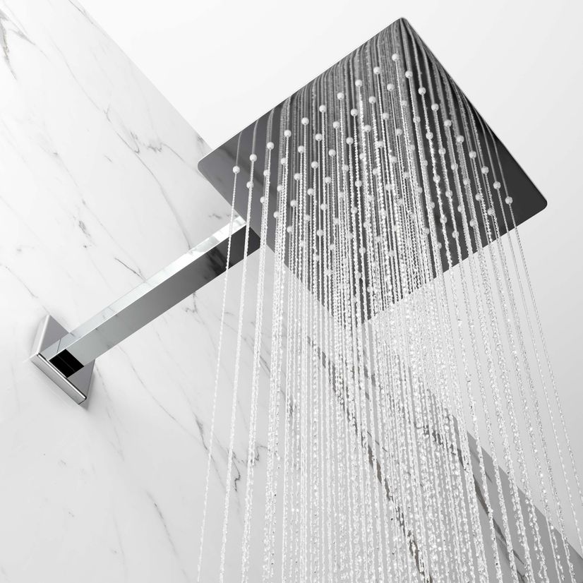 Galway Premium Chrome Square Thermostatic Bath Filler Shower Set - 200mm Head & Hand Shower