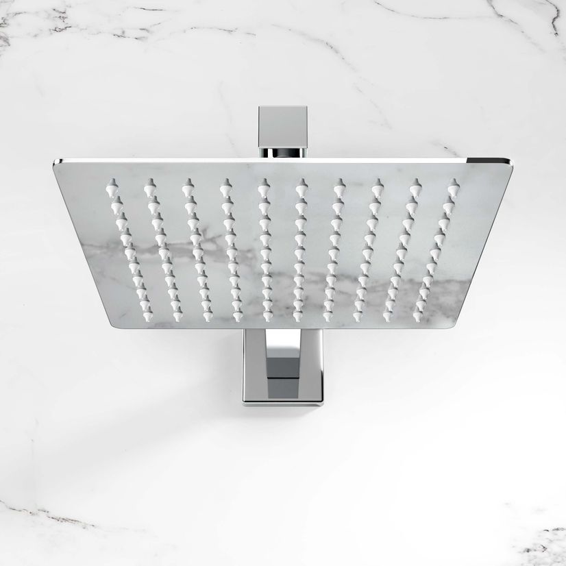 Galway Premium Chrome Square Thermostatic Bath Filler Shower Set - 200mm Head & Slider Shower