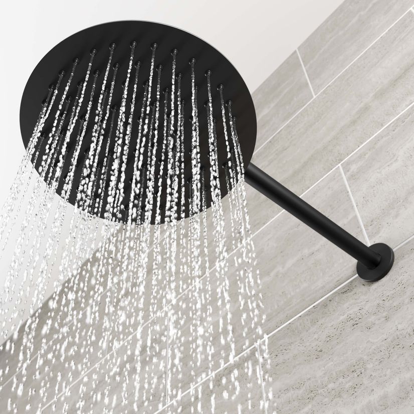Ballina Premium Matt Black Round Thermostatic Shower Set - 200mm Head & Hand Shower