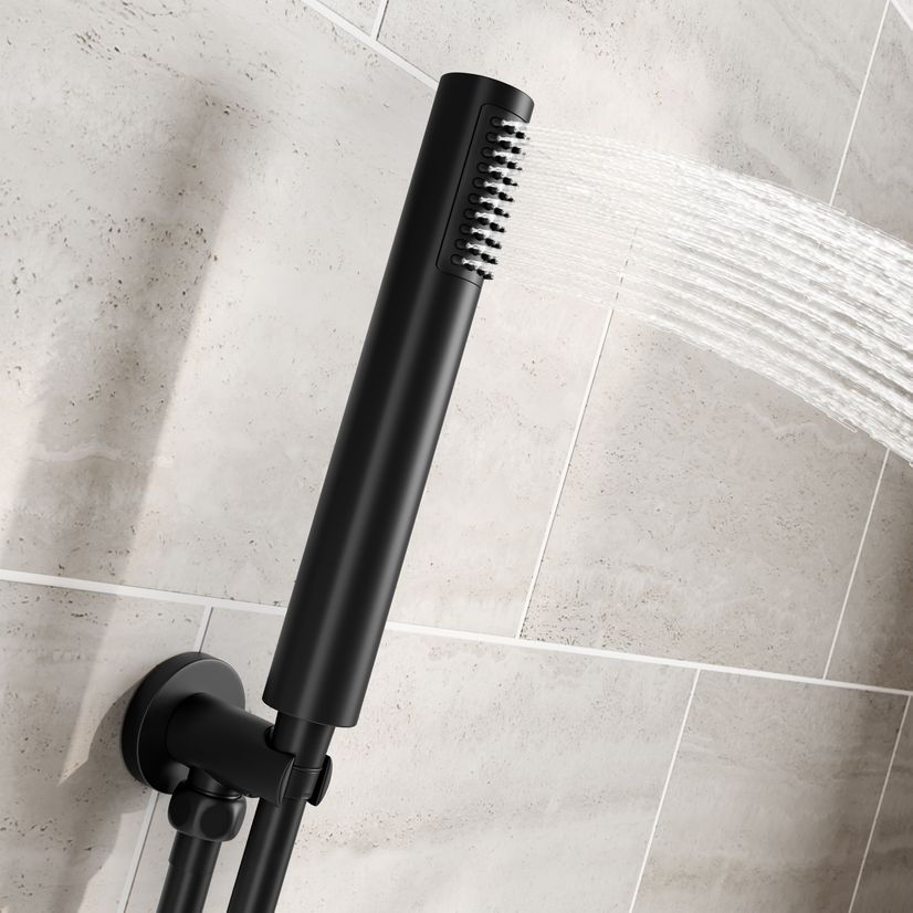 Ballina Premium Ceiling Matt Black Round Thermostatic Shower Set - 300mm Head & Hand Shower