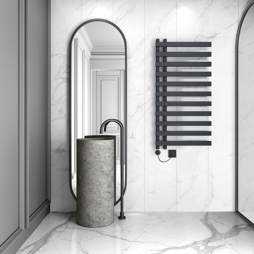 Palermo Electric Anthracite Designer Heated Towel Rail 1200x600mm