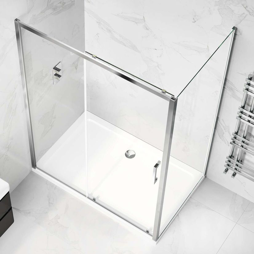 Hamburg Easy Clean 8mm Sliding Shower Enclosure 1400x900mm - Easy Fix Feature