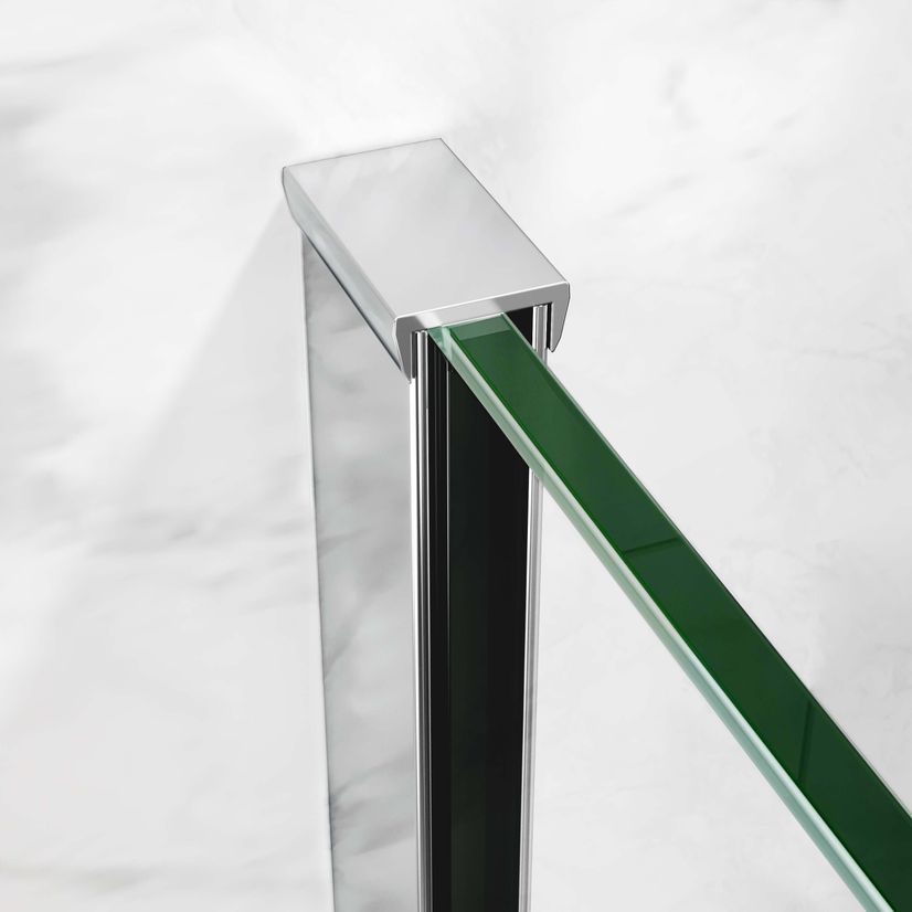 Copenhagen Easy Clean 8mm Wet Room Shower Glass 900mm & 250mm Pivotal Return Panel