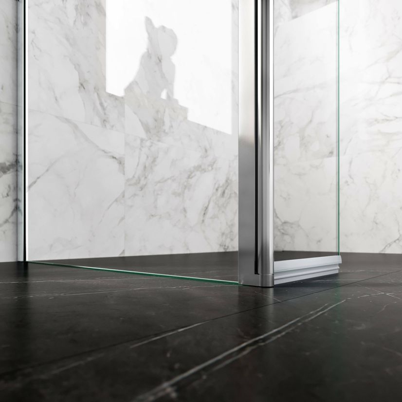 Copenhagen Easy Clean 8mm Walk In Shower Enclosure 700mm & 700mm Glass with Pivotal Return Panel