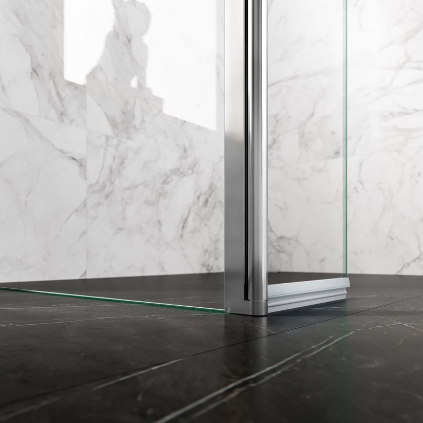 Copenhagen Easy Clean 8mm Walk In Shower Enclosure 1100mm & 700mm Glass with Pivotal Return Panel