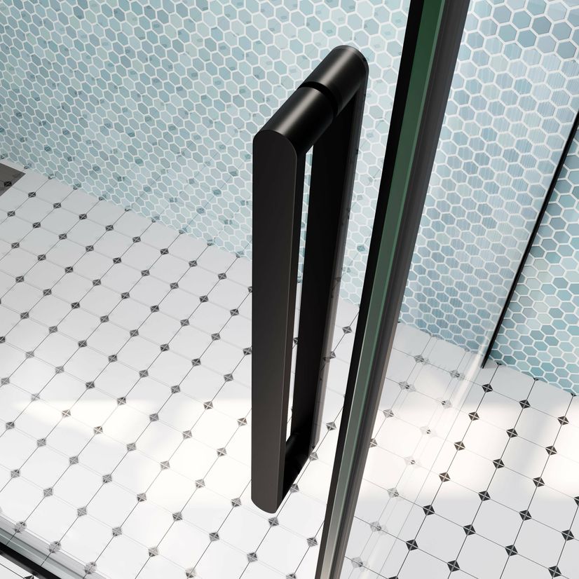 Oslo Matt Black Premium Easy Clean 8mm Sliding Shower Enclosure 1000x800mm