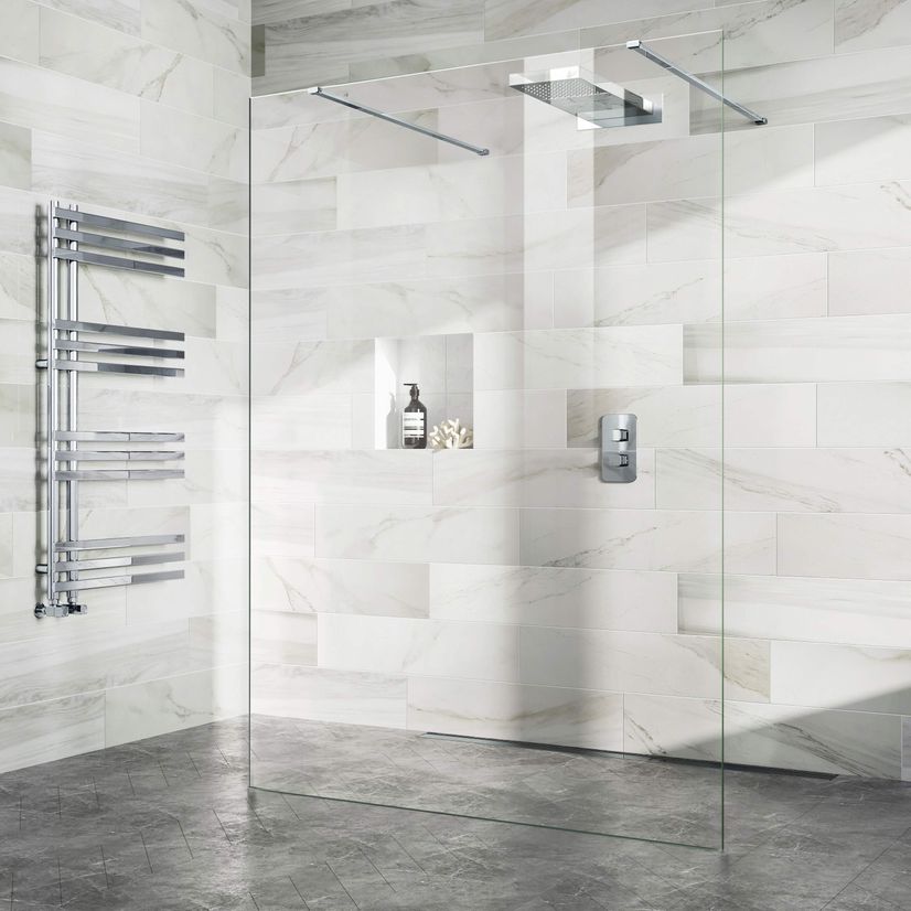 Copenhagen Easy Clean 8mm Walk Through Wet Room Shower Glass Panel 1400mm