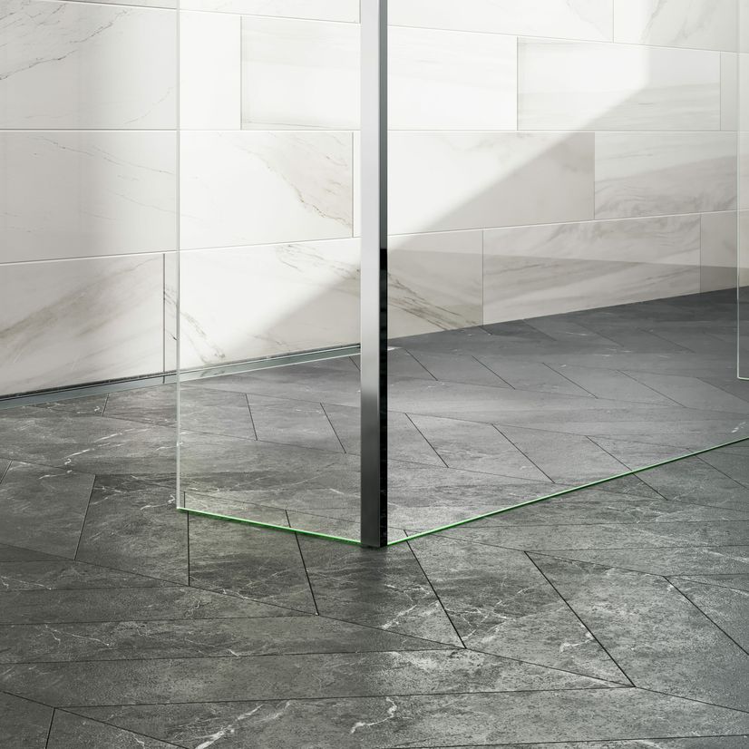 Copenhagen Easy Clean 8mm Walk Through Wet Room Shower Glass Panel 1200mm & 250mm Return Panel