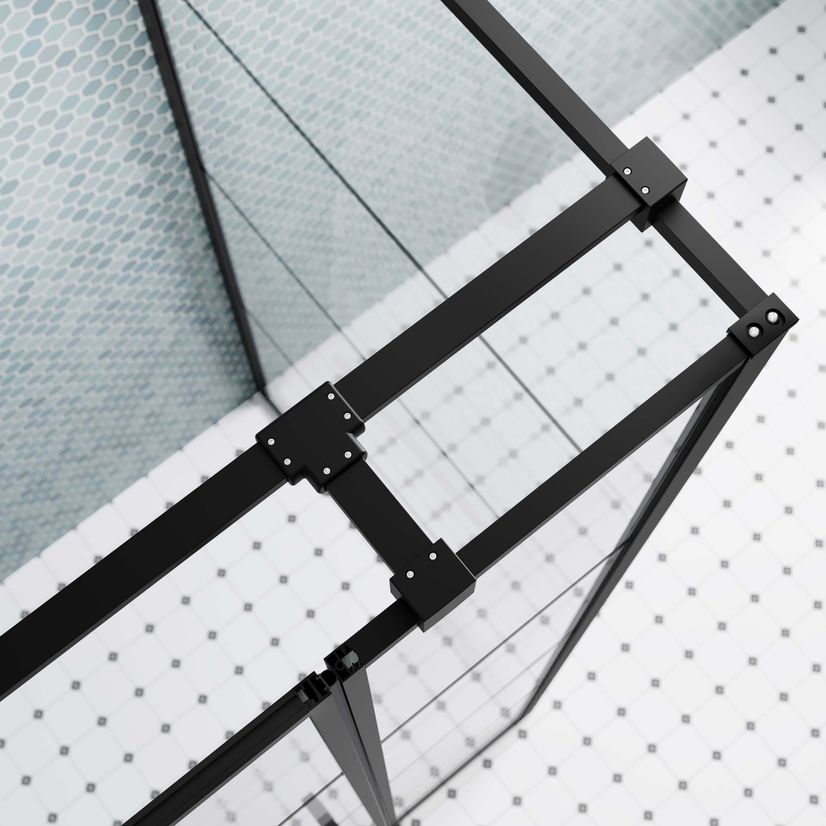 Toulon Matt Black Grid Easy Clean 6mm Pivot Shower Enclosure 1200x900mm