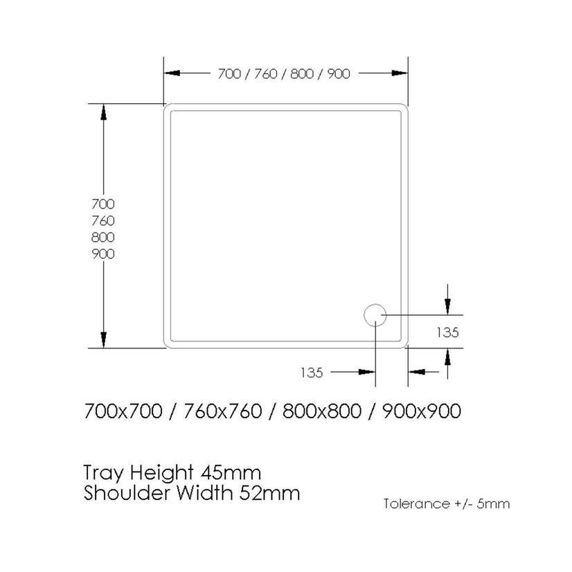 London Square Stone Shower Tray 700x700mm & Riser Kit