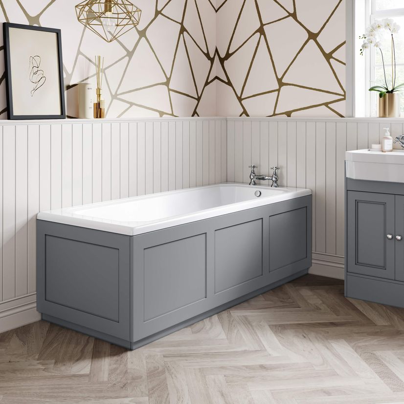 Traditional Dove Grey Wooden Bath Panel Pack 1700x680mm