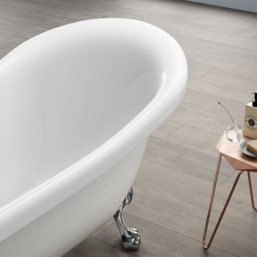 Highbury 1700mm Roll Top Slipper Bath - Chrome Claw Feet
