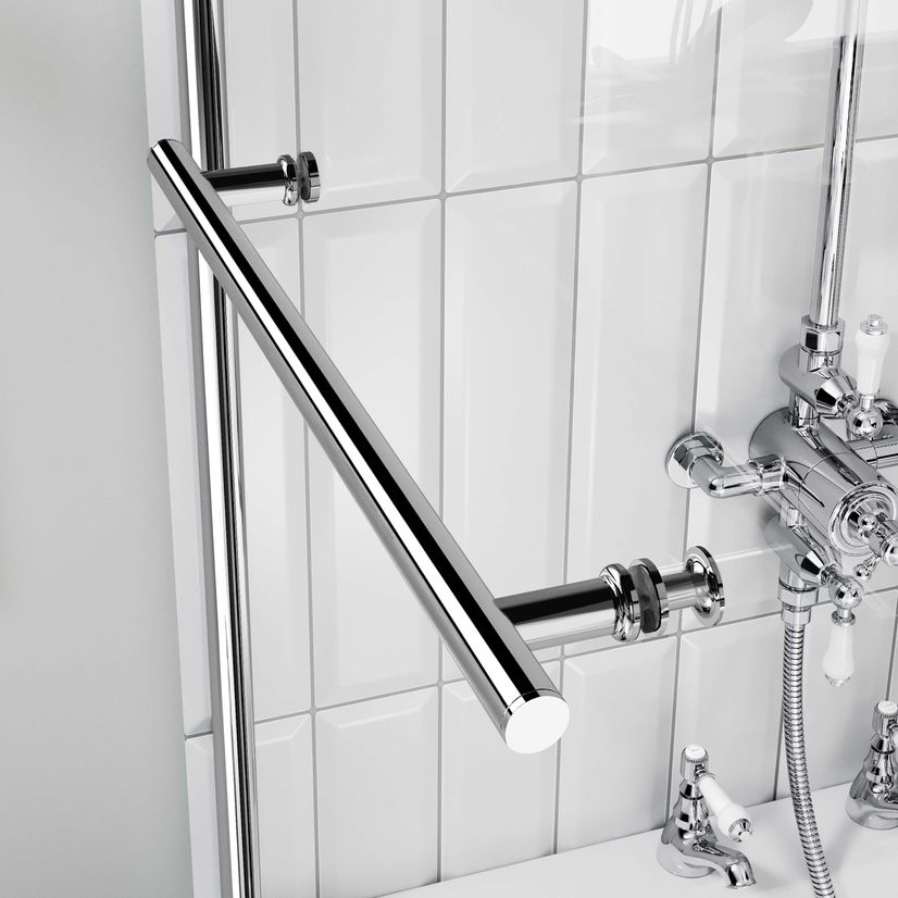 Abingdon 1500 Roll Top Shower Bath - Chrome Ball Feet & 6mm Easy Clean Screen With Rail