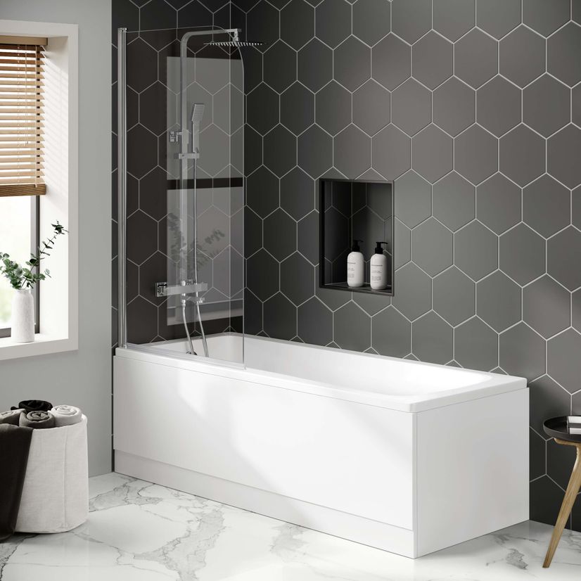 Hereford 1700x700 Square Shower Bath & 6mm Easy Clean Screen