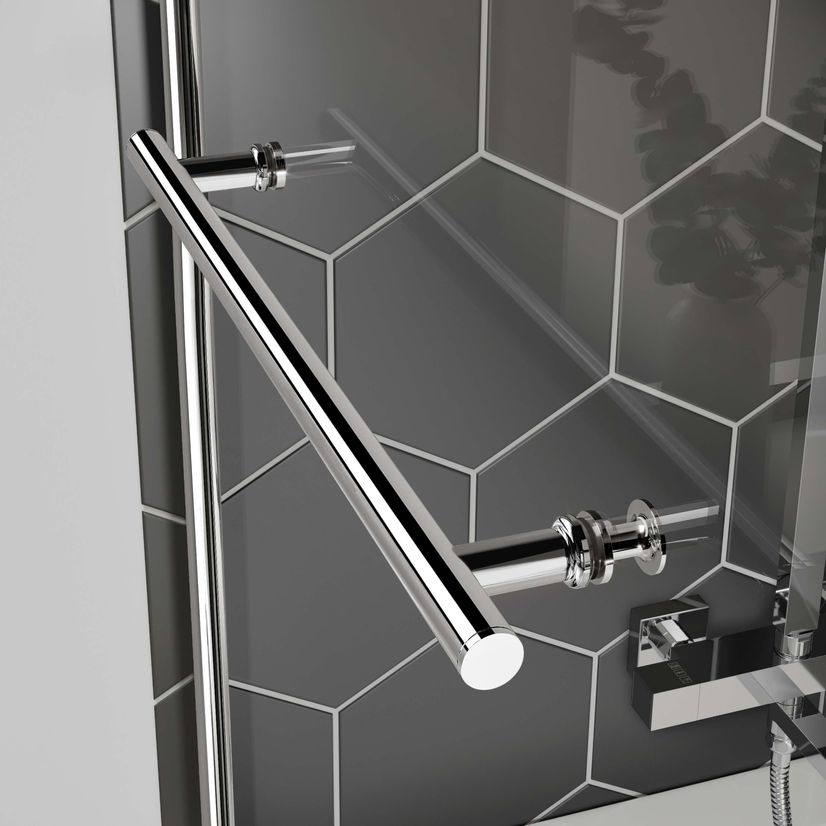 Hereford 1700x700 Square Shower Bath & 6mm Easy Clean Screen with Rail
