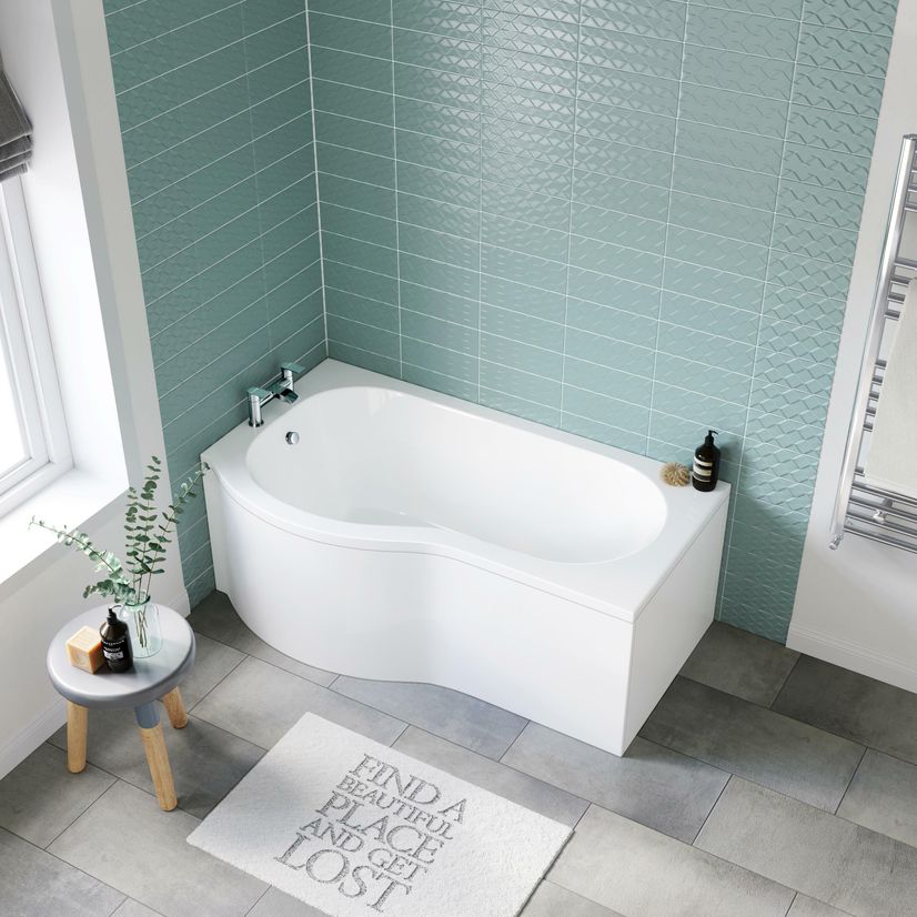 P Shaped 1500 Bath with Front Panel - Left Handed