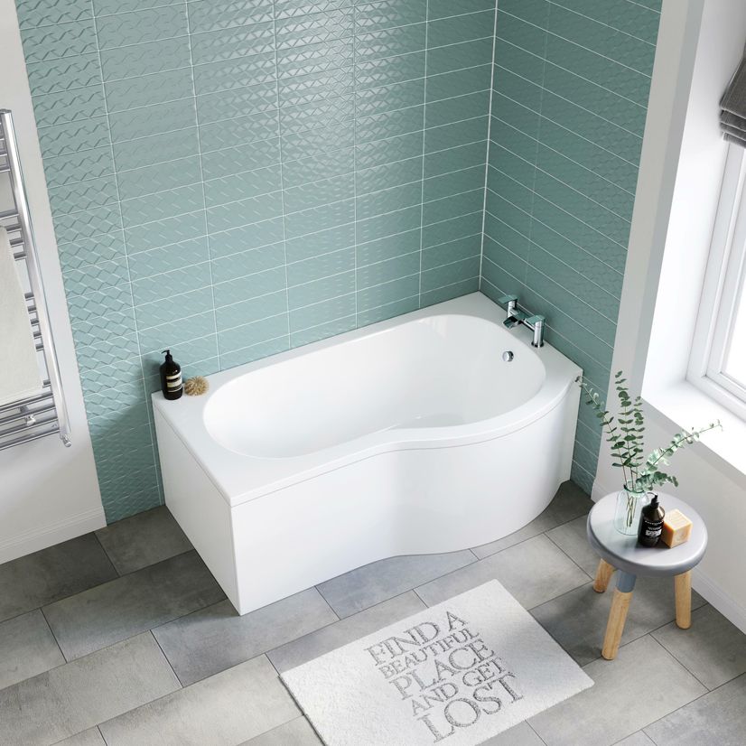 P Shaped 1500 Bath with Front Panel - Right Handed