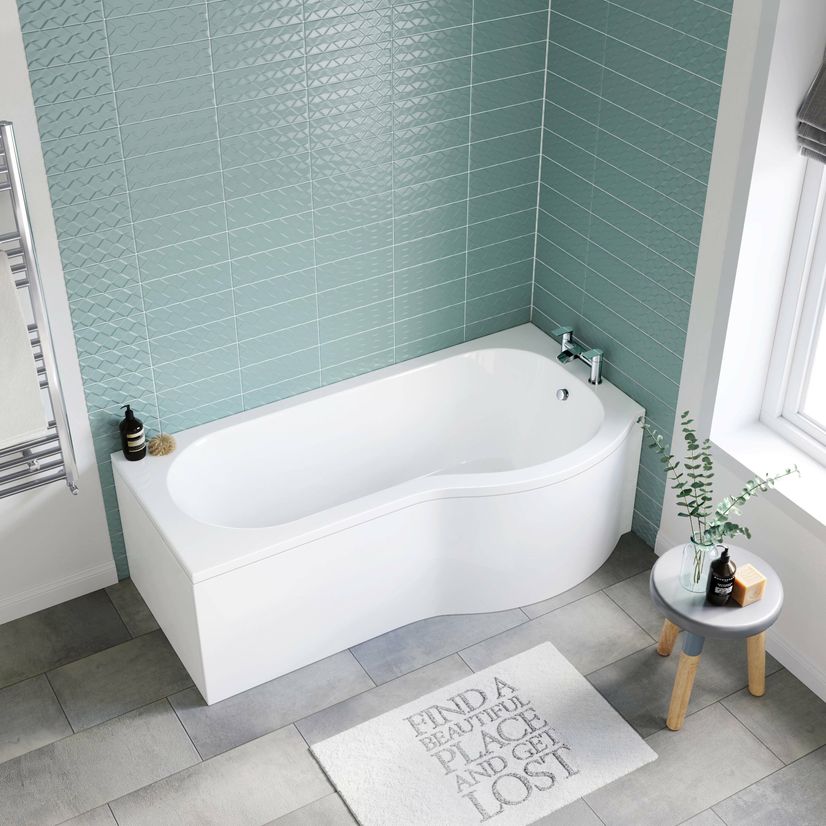 P Shaped 1700 Bath with Front Panel - Right Handed