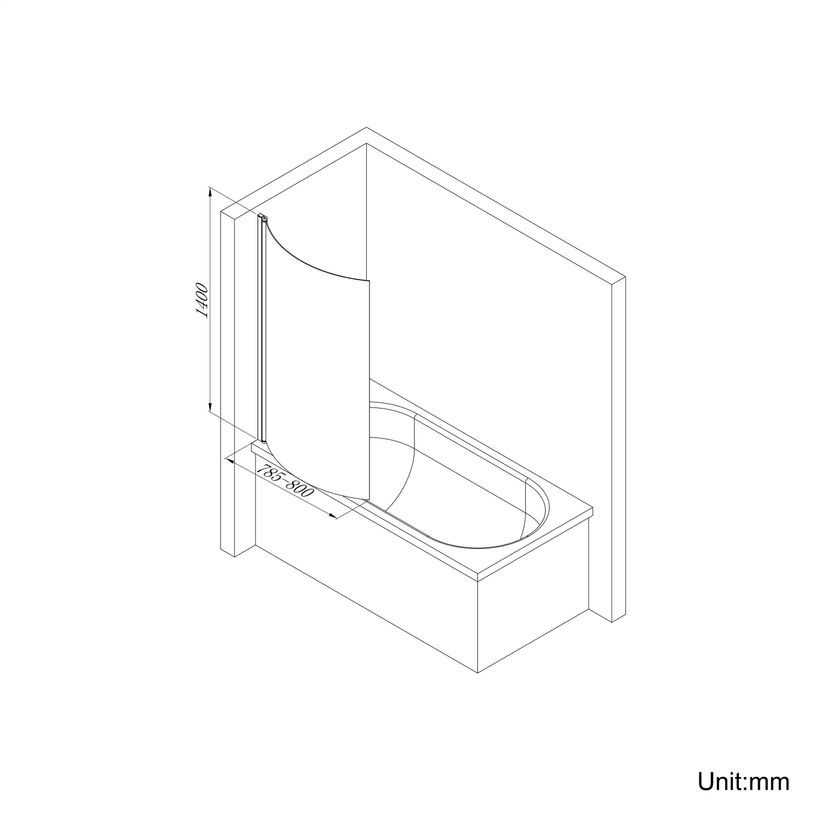 P Shaped 1700 Shower Bath with Front Panel & 4mm Screen - Left Handed