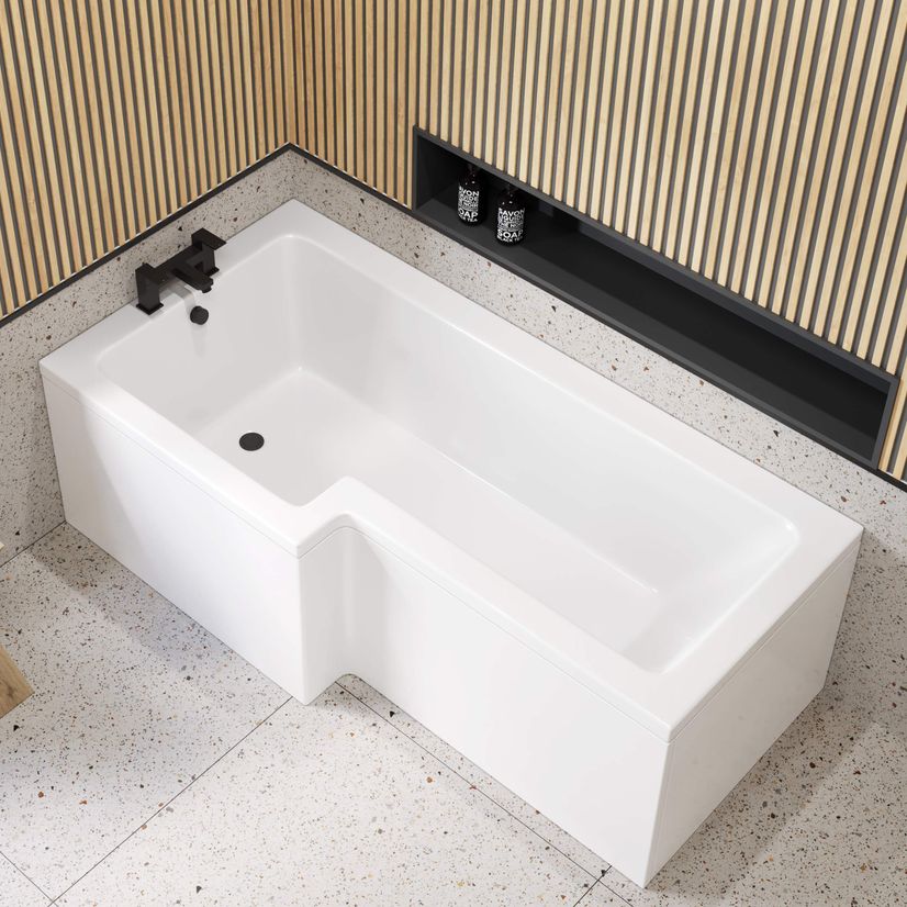 L Shaped 1700 Bath with Front Panel - Left Handed