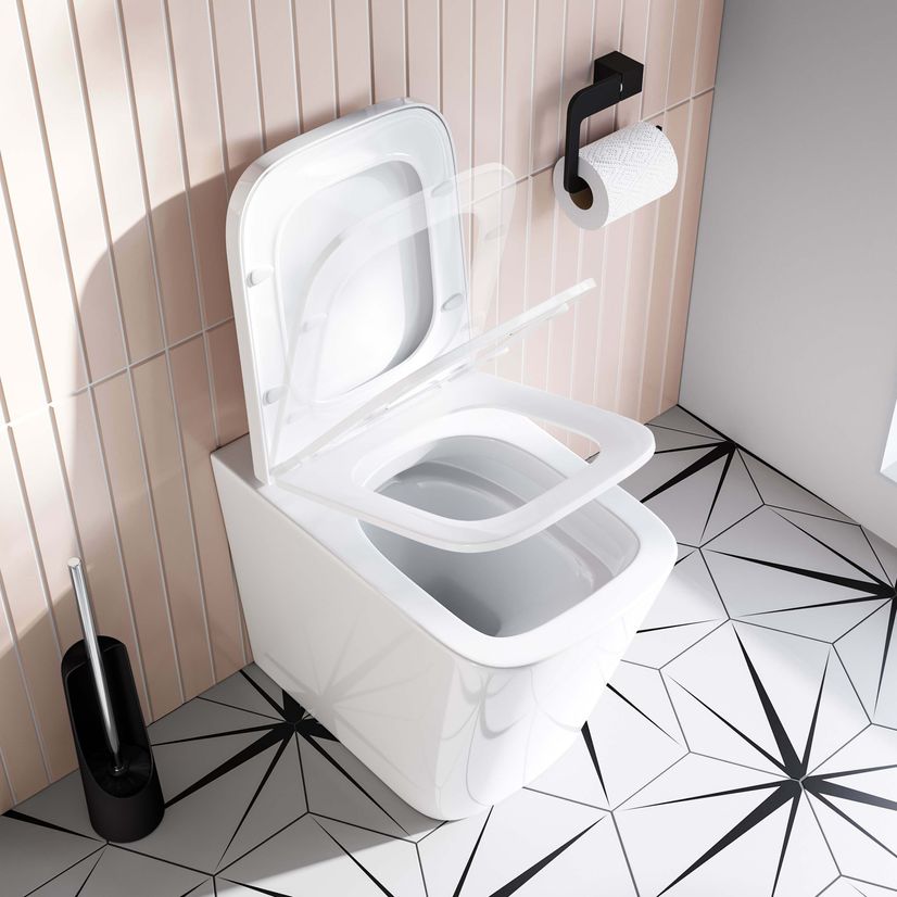 Nevada Rimless Back To Wall Toilet With Premium Soft Close Seat
