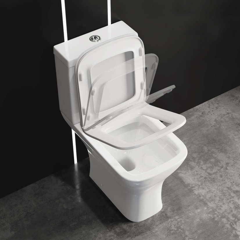 Atlanta Close Coupled Toilet With Soft Close Slim Seat