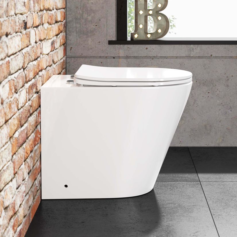 Boston Rimless Back To Wall Toilet With Premium Soft Close Slim Seat and Concealed Cistern