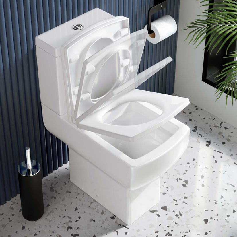Portland Comfort Height Close Coupled Toilet With Soft Close Slim Seat