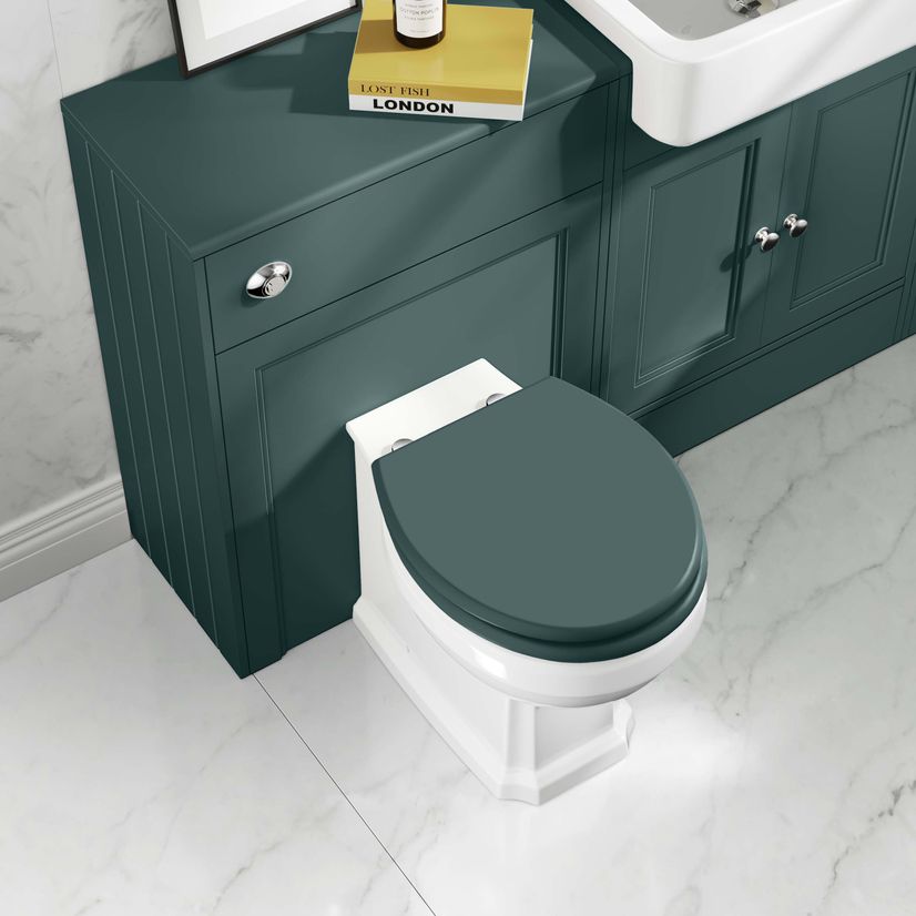 Hudson Traditional Back To Wall Toilet With Midnight Green Wooden Seat
