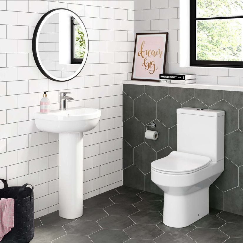 Denver Rimless Close Coupled Toilet With Soft Close Slim Seat