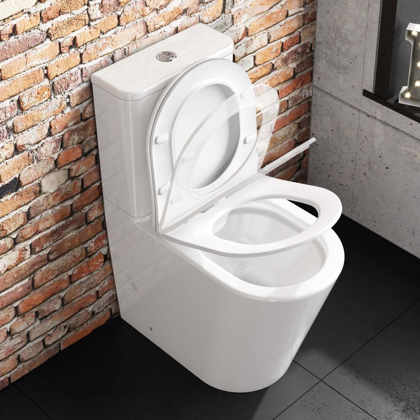 Boston Rimless Comfort Height Close Coupled Toilet With Premium Soft Close Slim Seat