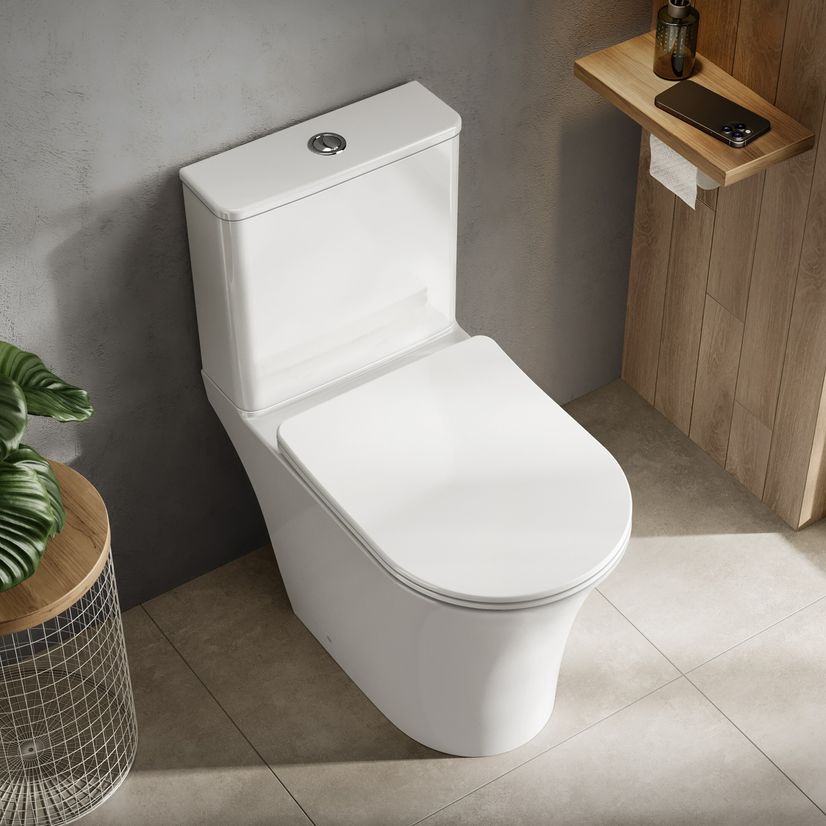 Tuscan Rimless Close Coupled Toilet With Premium Soft Close Slim Seat