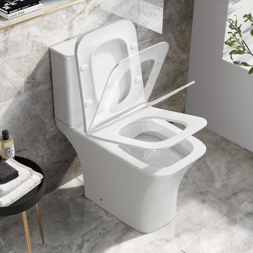 Houston Rimless Close Coupled Toilet With Premium Soft Close Slim Seat