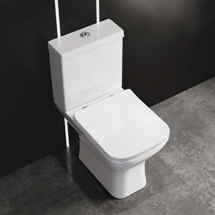 Atlanta Rimless Close Coupled Toilet With Soft Close Slim Seat