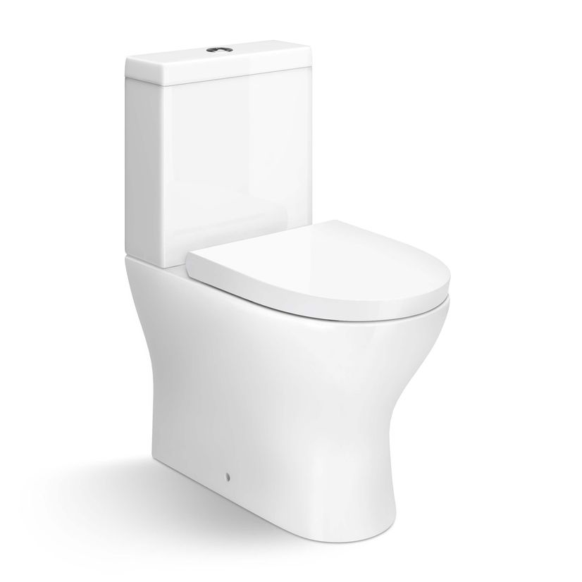 Orlando Rimless Fully Back to Wall Close Coupled Toilet With Soft Close Seat