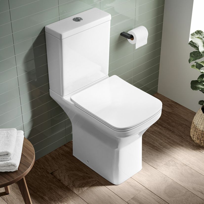Dallas Rimless Comfort Height Close Coupled Toilet With Slim Soft Close Seat