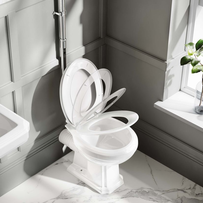 Hudson Traditional Close Coupled Toilet With High-level Cistern & Pedestal Basin Set - Double Tap Hole