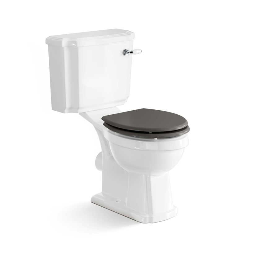 Hudson Traditional Close Coupled Toilet With Graphite Grey Seat & Pedestal Basin - Single Tap Hole