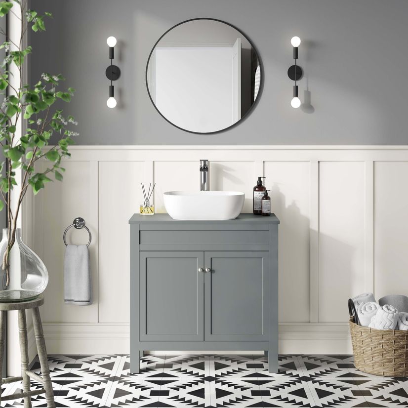 Bermuda Dove Grey Vanity With Curved Counter Top Basin 800mm