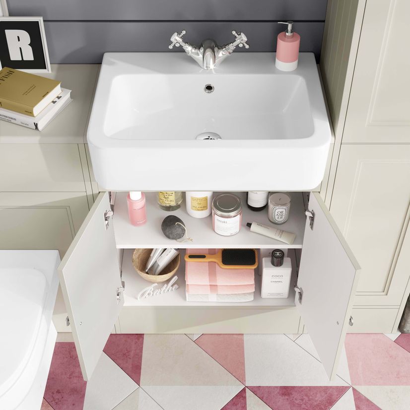 Monaco Chalk White Combination Vanity Basin And Seattle Toilet 1200mm