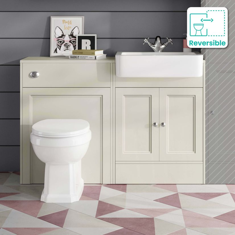 Monaco Chalk White Combination Vanity Basin And Hudson Toilet 1200mm