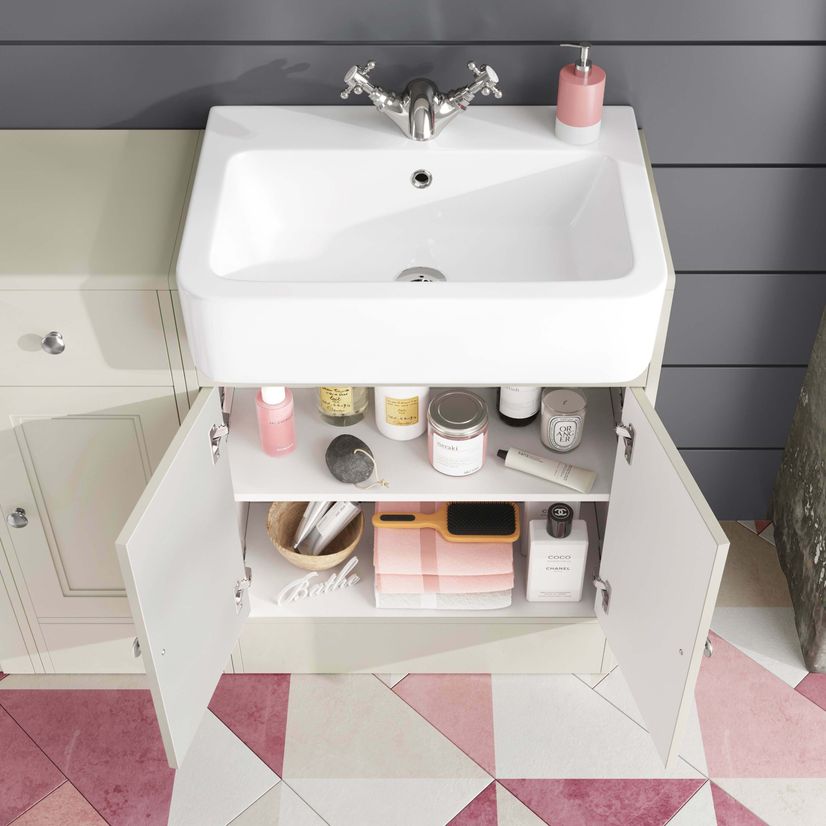 Monaco Chalk White Combination Vanity Basin and Hudson Toilet 1500mm