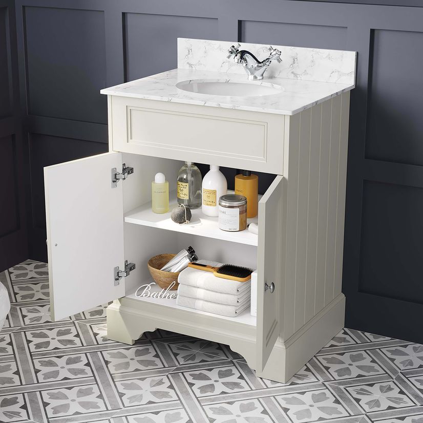 Lucia Chalk White Vanity with Marble Top & Undermount Basin 630mm