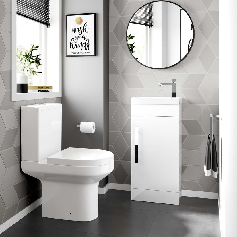 Avon Gloss White Cloakroom Floor Standing Basin Vanity 400mm