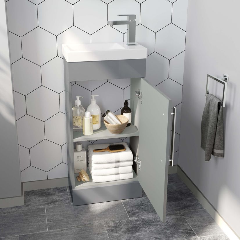 Avon Stone Grey Cloakroom Floor Standing Basin Vanity 400mm