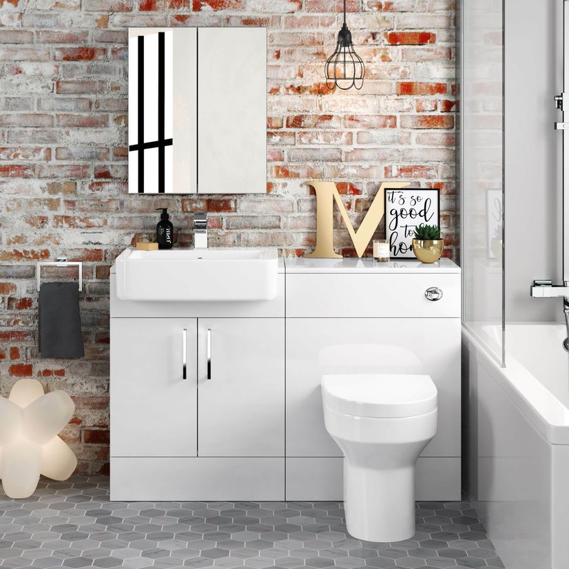 Harper Gloss White Combination Vanity Basin and Denver Toilet 1200mm